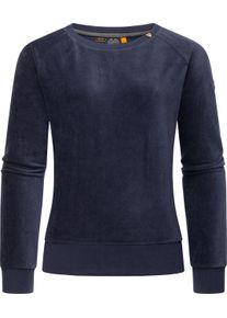 Ragwear Damen Sweater "Johanka Velvet", blau, casual, Gr. S, Obermaterial: 62% Baumwolle, 35% Polyester, 3% Elasthan, Sweatshirts, Stylischer Damen