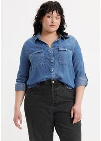 LEVI'S® PLUS LEVI'S PLUS Damen Jeansbluse "DOREEN UTILITY", blau, casual, Gr. XXXL, Denim/Jeans, Obermaterial: 100% Lyocell, Blusen