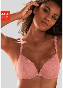 Vivance Damen Push-up-BH, Gr. 80, orange, Microtouch, Spitze, Obermaterial: 90% Polyamid, 10% Elasthan, feminin, BHs, mit 3 extravaganten Trägern zum