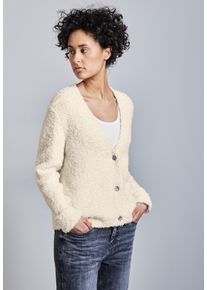 Street One Damen Cardigan, beige, casual, Gr. 46, unifarben, Stoff, 69% Nylon, 30% Baumwolle, 1% Elasthan, Strickjacken, mit V-Ausschnitt