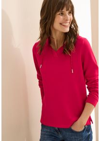 Cecil Damen Langarmshirt, rot, casual, Gr. S, unifarben, Web, Obermaterial: 49% Polyester, 44% Modal, 7% Elasthan, Shirts, mit Kapuze