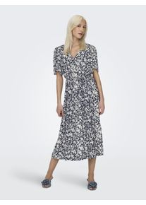 Only Damen Sommerkleid "ONLHALIA S/S MIDI DRESS WVN NOOS", blau, modisch, Gr. S, geblümt, gemustert, Web, Obermaterial: 100% Viskose, Kleider