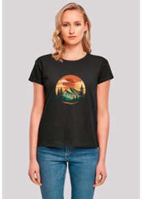 F4NT4STIC Damen T-Shirt "Sonnenuntergang Berglandschaft", schwarz, casual, Gr. M, Obermaterial: 100% Baumwolle, Shirts, Premium Qualität