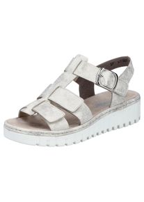 Rieker Damen Plateausandale, Gr. 43, beige, Lederimitat, metallic, klassisch, Schuhe, Riemchensandale, Sommerschuh, Sandalette mit Klettriemchen