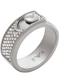 Emporio Armani Damen Fingerring "COUPLES EGS3091040, EGS3092221", 17, Edelstahl, 7,5mm, silber, Edelstahl, Fingerringe, mit Glasstein