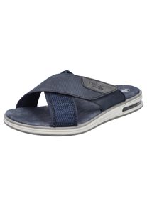 Rieker Herren Pantolette, Gr. 40, blau, Lederimitat, Textil, used, casual, Schuhe, Sommerschuh, Strandschuh, Schlappen, Hausschuh mit Klettverschluss