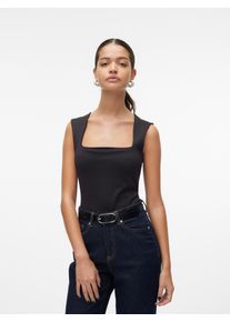 Véro Moda VERO MODA Damen Shirttop "VMMILLION SL SQUARE NECK TOP JRS NOOS", schwarz, modisch, Gr. M, unifarben, Jersey, Obermaterial: 86% Polyester, 14%