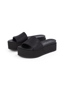 Damen Pantolette "FLATFORM SANDAL SLIDE IN NYLON", Calvin Klein Jeans, Gr. 40, schwarz, Textil, klassisch, Schuhe, Poolslides, Sommerschuh,