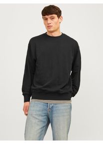 Jack & Jones JACK & JONES Herren Sweatshirt "JJECHARGE SWEAT CREW NECK NOOS", schwarz, modisch, Gr. XS, unifarben, angeraute Sweatware, Obermaterial: 60%