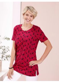 Classic Basics Damen Longshirt "Longshirt", rot, Gr. 44, gemustert, mehrfarbig, bedruckt, 100% Baumwolle, Shirts