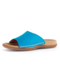 Gabor Damen Pantolette, Gr. 37, blau, Ziegenveloursleder, unifarben, casual, Schuhe, Keilabsatz, Sommerschuh mit Best Fitting-Ausstattung