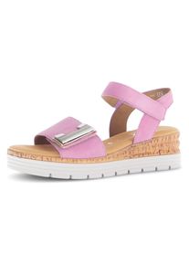 Gabor Damen Keilsandalette "GENUA", Gr. 39, pink, Ziegenveloursleder, unifarben, feminin, Schuhe, Riemchensandale, Komfortschuh, Schmuckelement,