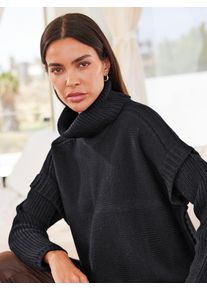 Heine Damen Rollkragenpullover "Pullover", schwarz, Gr. 42, meliert, unifarben, 75% Polyacryl, 15% Wolle, 10% Polyamid, Pullover