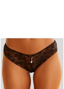 Lascana Damen String, Gr. 36, schwarz, Microtouch, Obermaterial: 88% Polyamid, 12% Elasthan, Unterhosen, rundherum aus floraler Spitze, Dessous