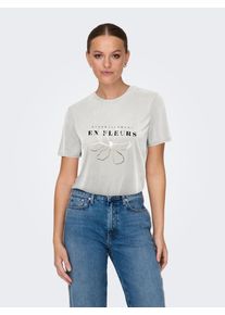 Only Damen Kurzarmshirt "ONLFREE LIFE MODAL S/S ATELIER TOP JRS"cloud dancer print:utility fleurs, modisch, Gr. S, bedruckt, Jersey, Obermaterial: