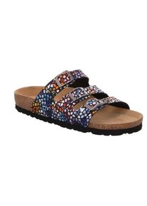 Rohde Damen Pantolette "Alba", Gr. 39, bunt, Nubuklederimitat, klassisch, Schuhe, Sommerschuh, Schlappen, Hausschuh mit buntem Druck, G-Weite = weit