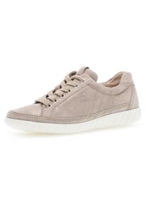 Gabor Damen Sneaker "YORK", Gr. 42, beige, Ziegenveloursleder, sportlich, Schuhe, Freizeitschuh, Halbschuh, Schnürschuh in Schuhweite G (=weit)