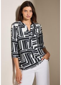 Cecil Damen Druckbluse, blau, casual, Gr. S, bedruckt, Web, Obermaterial: 88% Viskose, 12% Nylon, Blusen, mit grafischem Muster