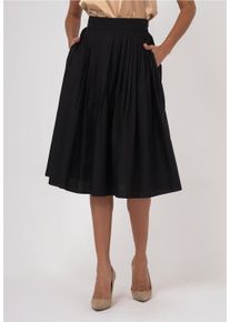 FRESHLIONS Damen Sommerrock "Seraphina", schwarz, casual, Gr. XS, unifarben, 100% Baumwolle, Röcke, mit tollem Faltenwurf