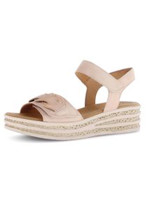 Gabor Damen Keilsandalette, Gr. 38, rosa, Ziegenveloursleder, Nappaleder, unifarben, modisch, Schuhe, Sommerschuh, Riemchensandale mit praktischen
