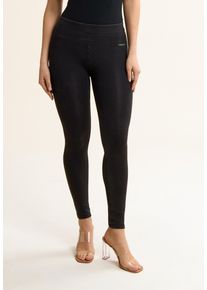 Freddy Damen Jeansleggings "WRUP CORE REGULAR SUPERSKINNY 7/8"schwarz with schwarz seams, casual, Gr. XS, unifarben, Denim/Jeans, Obermaterial: 84%