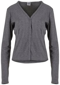 Urban Classics Damen Strickjacke "Urban Classics Ladies Rib Cardigan"schwarzgraumelange, Gr. XS, unifarben, 80% Polyester, 20% Viskose, Strickjacken