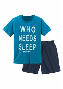 Kinder Pyjama, AUTHENTIC LE JOGGER, Gr. 122, bunt, Jersey, Obermaterial: 100% Baumwolle, bedruckt, Basic, Homewear-Sets, Schlafanzug mit Spruch "Who