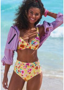 Sunseeker Damen Bikini-Hose "Mila", gelb, Gr. 36, floral, Microfaser, Polyamid, Microfaser, Badehosen, im floralen Design