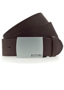 Mustang Damen Koppelgürtel, braun, casual,klassisch, Gr. 85, unifarben, vintage, Rindsleder, Gürtel, Rindleder mit Pull-Up Effekt, Logo auf der