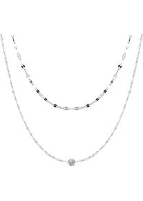 Firetti Damen Edelstahlkette "Schmuck Geschenk Armband Kette Fußkette Bauchkette 2-reihig Fancy", 21, Edelstahl, B: 2mm, silber, Edelstahl, B:2mm,