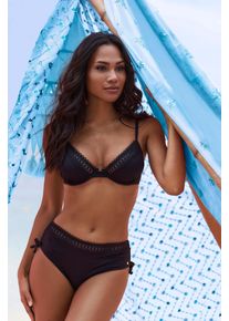 s.Oliver Damen Bikini-Hose "Aiko", schwarz, Gr. 34, unifarben, Microfaser, Polyamid, Microfaser, Badehosen, mit Häkeloptik