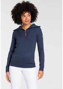 Kangaroos Damen Troyer, blau, casual, Gr. 36, meliert, Feinstrick, Obermaterial: 60% Baumwolle, 40% Polyacryl, Pullover, mit Reißverschluss