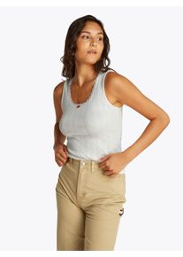 Tommy Jeans Damen Tanktop "TJW SLIM POINTELLE TANK TOP", beige, feminin, Gr. M, unifarben, Single Jersey, Obermaterial: 100% Baumwolle, Tops, mit