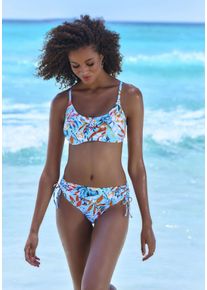 Venice Beach Damen Bikini-Hose "Caru", blau, Gr. 34, bedruckt, Recycling-Polyamid, Badehosen, mit Allover-Print
