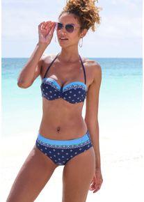 Lascana Damen Bikini-Hose "Jimer", blau, Gr. 38, gepunktet, Polyamid, Badehosen, mit dekorativem Druck