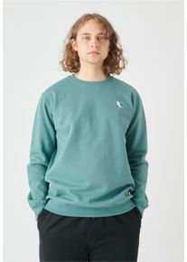 Cleptomanicx Herren Sweatshirt "Embro Gull", blau, casual, Gr. L, bestickt, 100% Baumwolle, Sweatshirts, mit kleiner Möwen-Stickerei