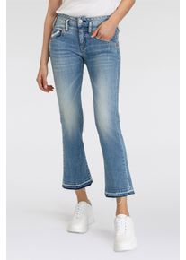 Herrlicher Damen Bootcut-Jeans "Pearl Boot Cropped Organic Denim"curious destroy, casual, Gr. 31, Denim/Jeans, Obermaterial: 98% Baumwolle, 2%