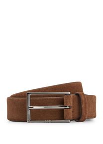 BOSS Damen Ledergürtel "Calindo", braun, elegant, Gr. 85, Leder, Gürtel, aus Veloursleder mit Logo-Schliesse aus Metall