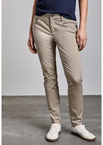 Street One Damen Chinohosebuff grau, casual, Gr. 42, unifarben, Web, 97% Baumwolle, 3% Elasthan, Hosen, Middle Waist