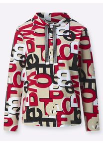 sheego Gro&szlig;e Gr&ouml;&szlig;en Sweatshirt mit halsfernem Stehkragen, rot-schwarz-bedruckt, Gr&ouml;&szlig;e 48 - Damen