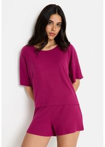 LSCN BY LASCANA Shorty pink Gr. 32/34 für Damen. Rundhals und Zierknöpfe. Oversize