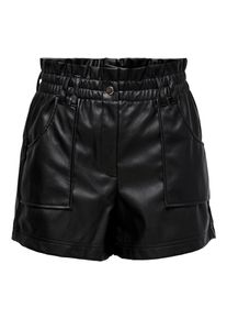 Only Damen Shorts "ONLANNIE FAUX LEATHER SHORTS OTW", schwarz, modisch, Gr. S, unifarben, Obermaterial: 100% Polyester, Hosen