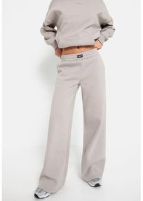 LSCN BY LASCANA Sweatpants 'LSCNSandblack' beige Gr. 44/46 für Damen. Mit Badge, Logoschriftzug. Bequem. Nachhaltig.