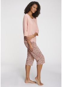 Vivance Dreams Capri-Pyjama mehrfarbig Gr. 32/34 für Damen. Rundhals und Allover-Druck. Basic. Nachhaltig.