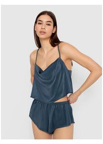 LSCN BY LASCANA Shorty blau Gr. 32 für Damen. Mit Wasserfallausschnitt. Loose Fit