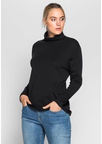 Große Größen BASIC Rollkragenshirt in Ripp-Qualität Gr. 56/58 schwarz von sheego für Damen