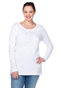 Große Größen Langarmshirt mit Knopfleiste Gr. 48/50 weiß von sheego für Damen