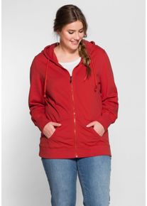 Große Größen BASIC Sweatjacke mit Kapuze und Eingrifftaschen Gr. 40/42 rot von sheego für Damen
