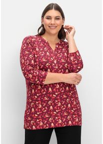 Große Größen 3/4-Arm-Shirt mit Blumendruck, aus Viskosejersey Gr. 56/58 rot geblümt von sheego für Damen