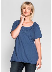Große Größen T-Shirt mit Spitze Gr. 44/46 blau von sheego für Damen